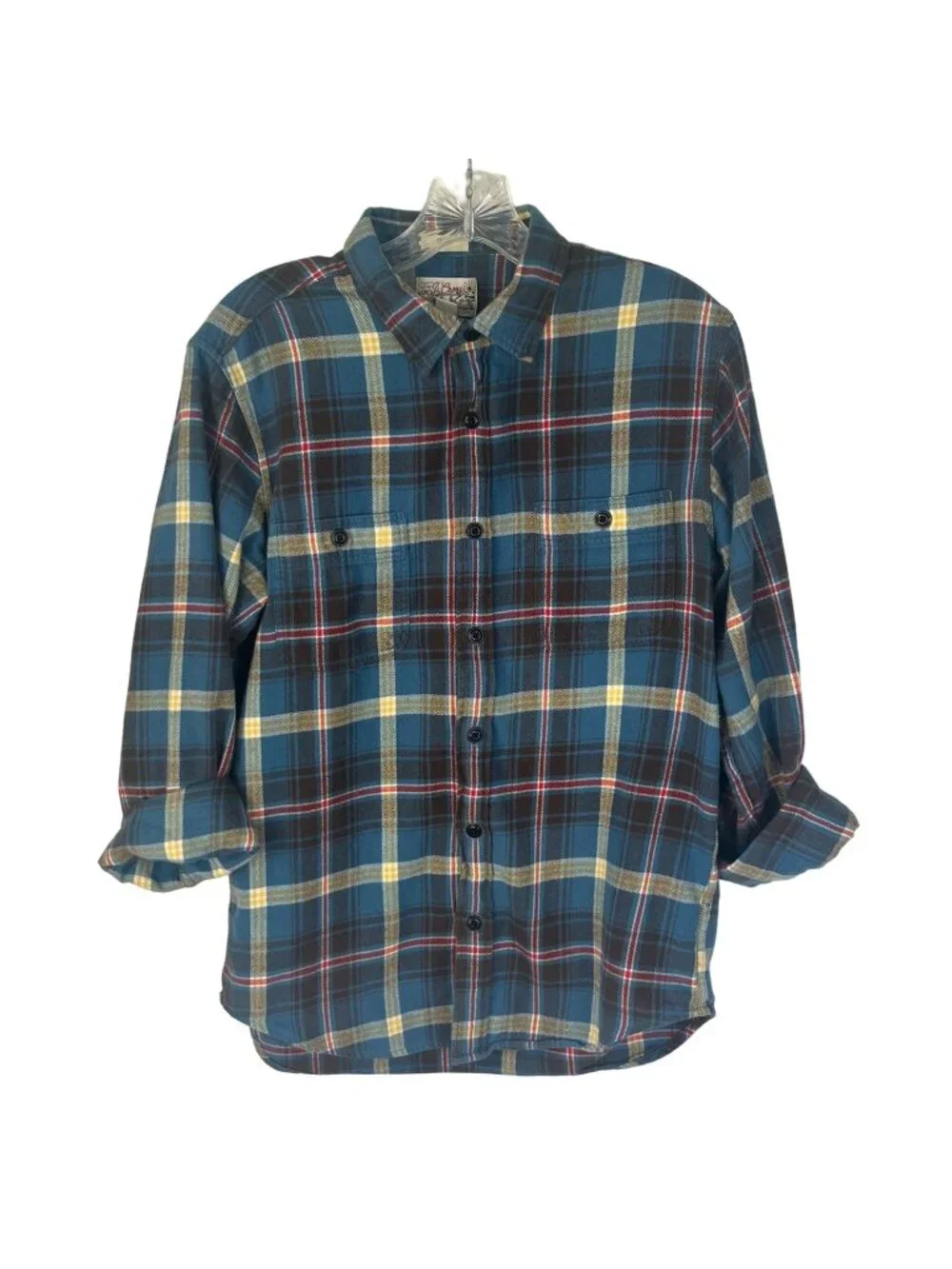 J Crew Plaid Midweight Flannel Button-Up Shirt Mens Medium Blue Fall Winter